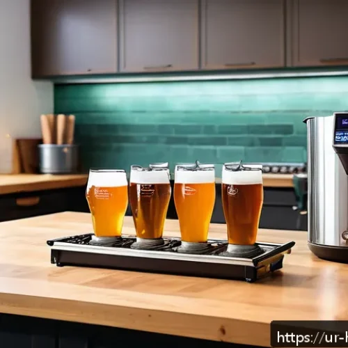 Home 15 홈메이드 IPA 맥주 제조 - A detailed home brewing setup for making IPA beer, featuring a clean and organized brewing station i...